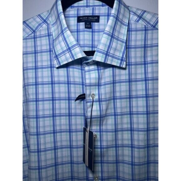 Peter Millar Crown Crafted Men's Size XL Performance Plaid Sport Shirt $200 NWT - Picture 7 of 13